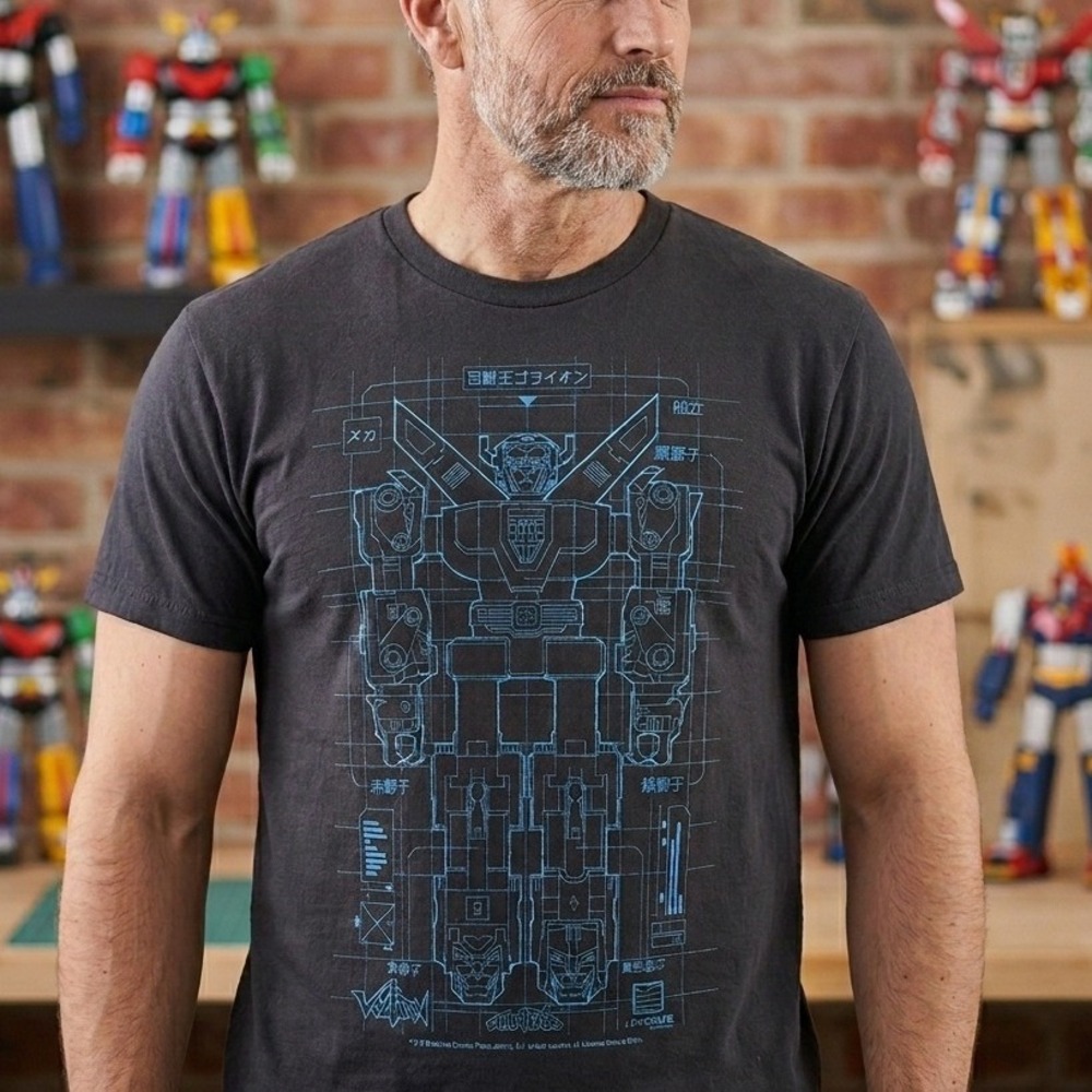 Voltron T Shirt Men M Black Blueprint Graphic Anime Loot Crate Flophouse Tee